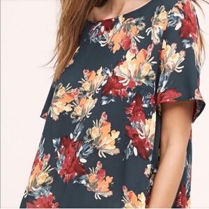 Anthropologie Paper Crown Tee Floral Blouse Top Medium